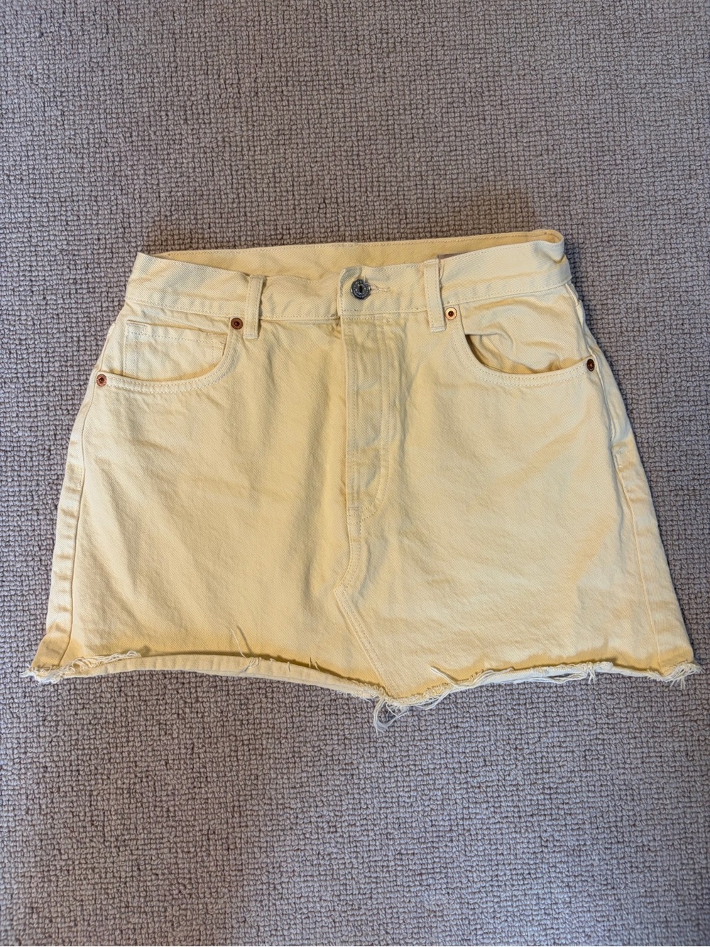 Yellow Denim Mini Skirt Shorts - Casual Summer Staple